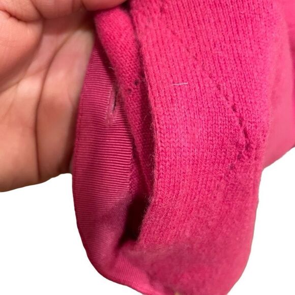 Precious Fibers Cardigan Women L Cashmere Pink Diamond Weave Long Sleeve - Picture 3 of 6